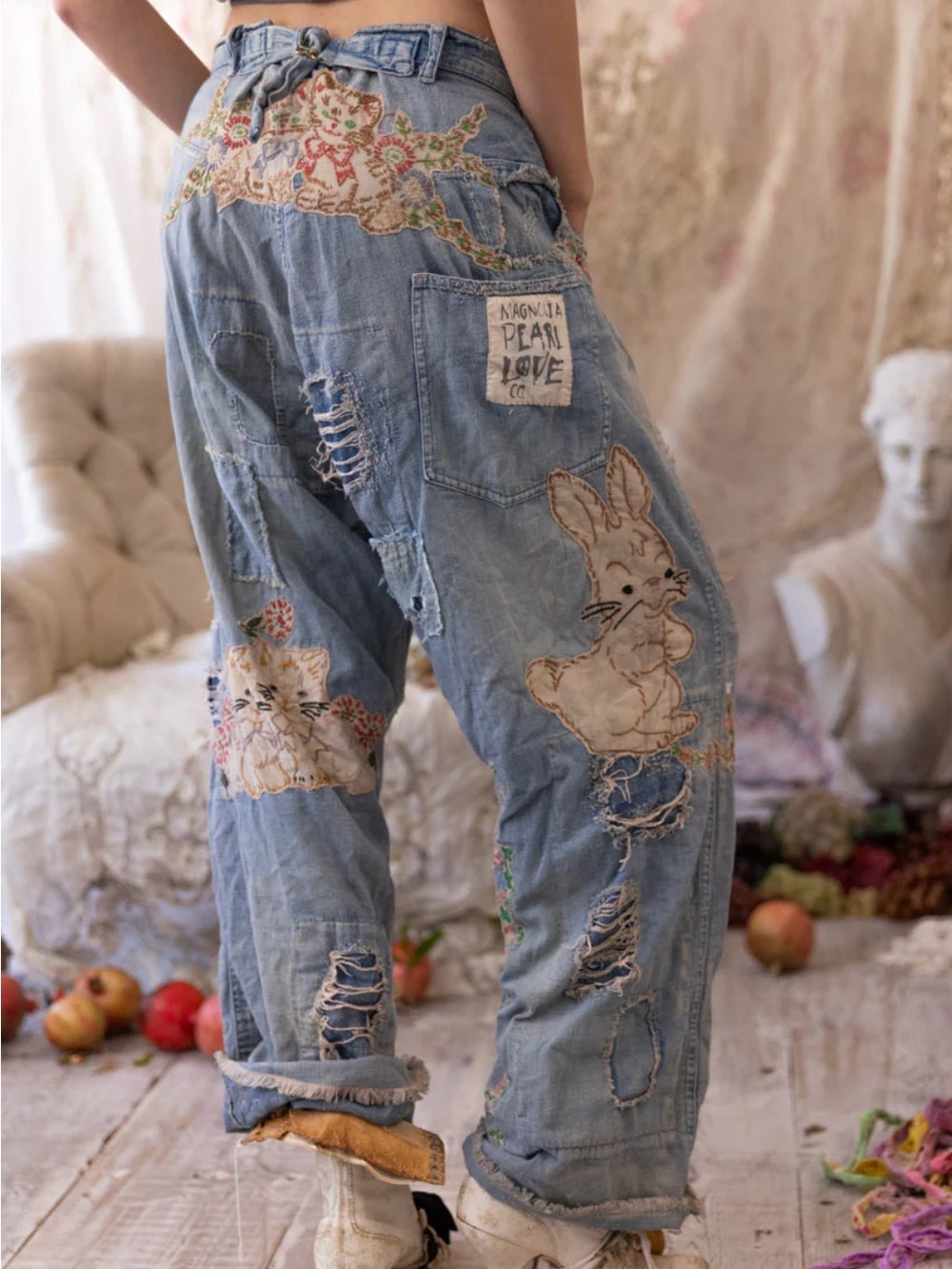 Magnolia Pearl Lil’ Friends Miners Denim Pants 423, Washed Indigo, OS - Picture 12 of 13
